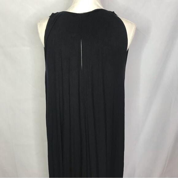 riller & fount sleeveless black vneck soft jersey asymmetrical caftan maxi dress - Picture 5 of 11
